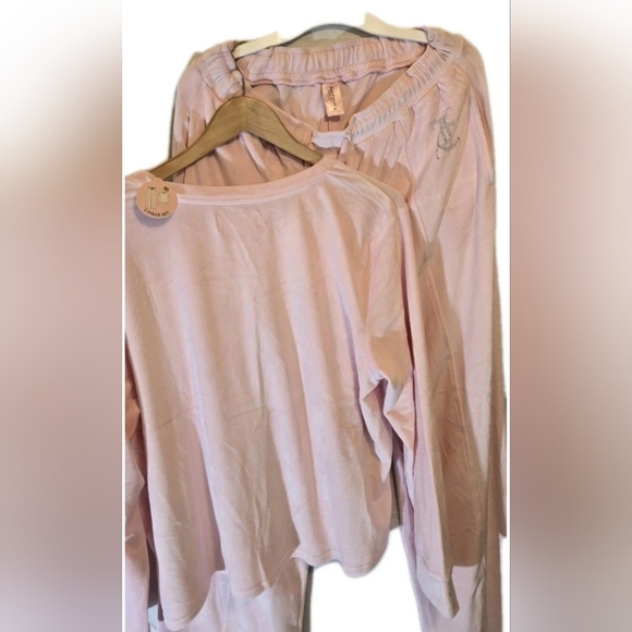 Juicy Couture Velour Sleepwear Set Blush Pink Rhinestone Logo XL NWT - Picture 4 of 12